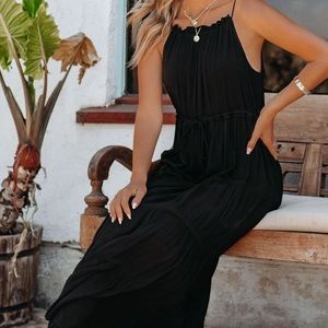 Black Tiered Maxi Dress NWOT XS